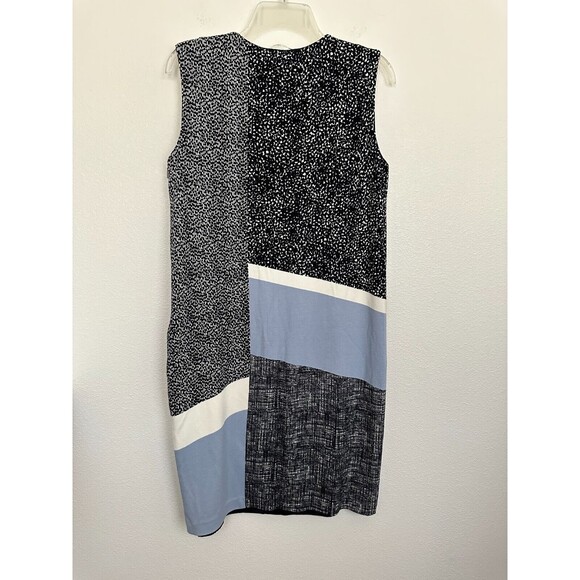 MaxMara Sheath Patchwork Dress V-Neck Workwear Black Blue Size 8 Made in Italy - Picture 7 of 9